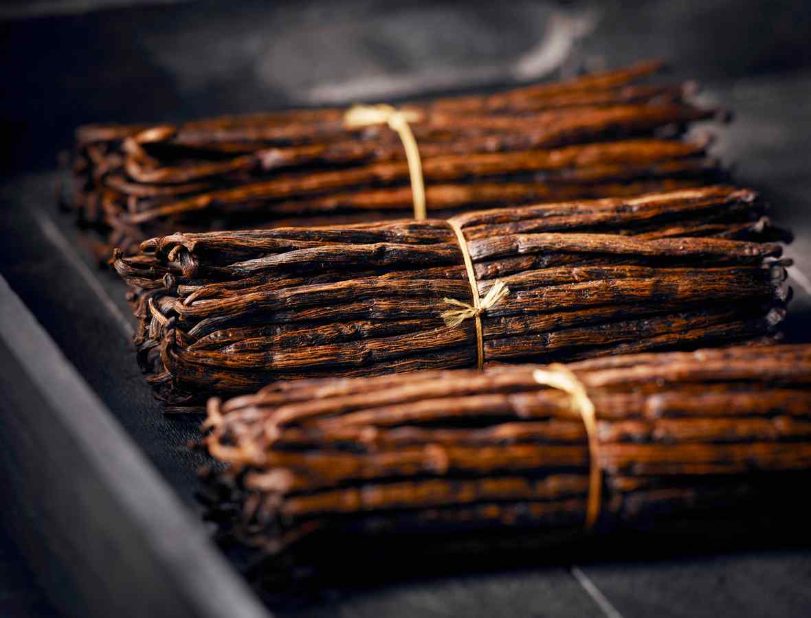 Premium bundles of red vanilla beans for curing, extract making, and gourmet use